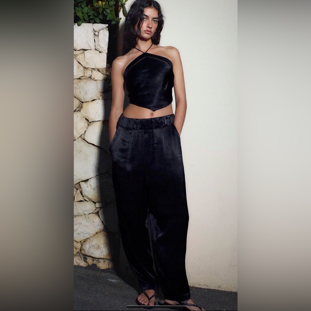 Zara Black Satin Set
